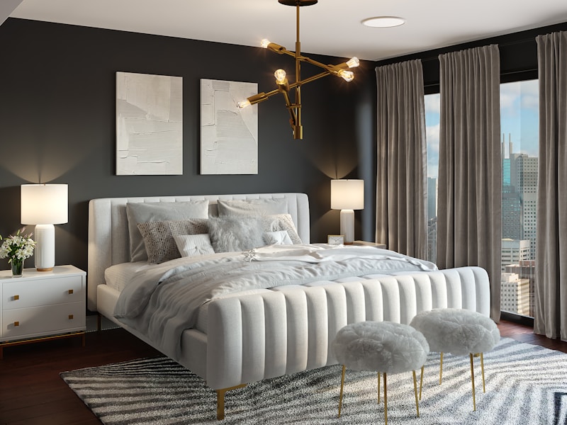 Bedroom with wall art